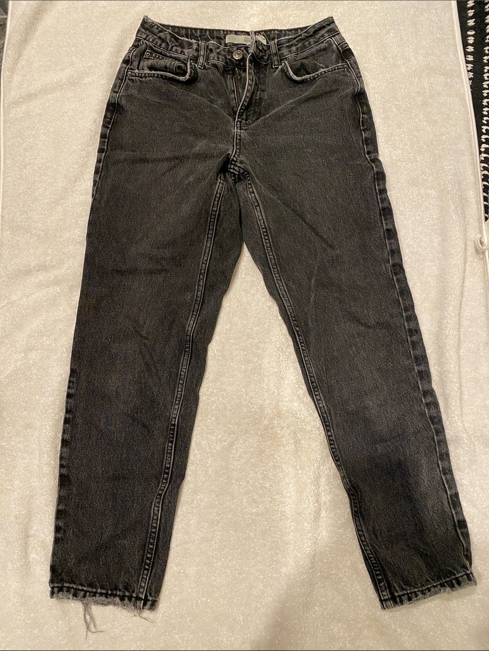 Topshop Straight-Leg Black Denim Jeans